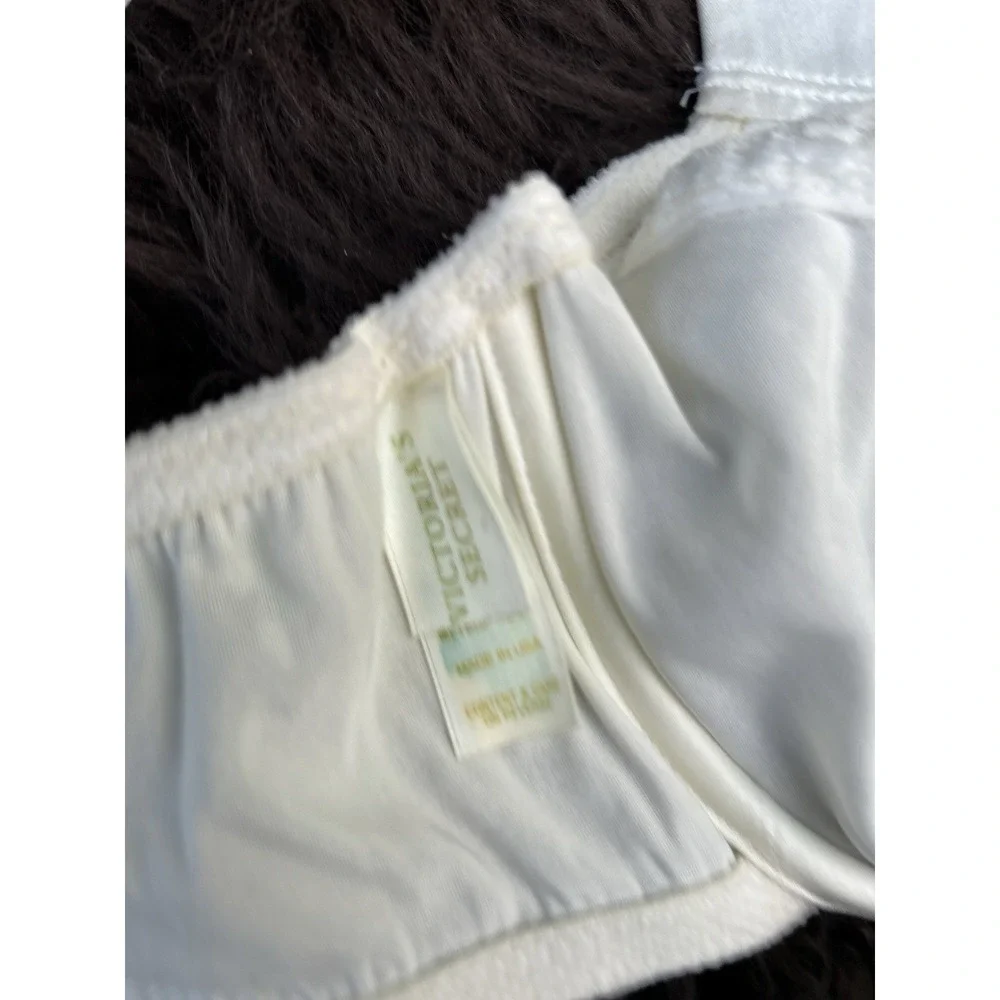 Vintage Victoria Secret White Satin Bra & Panty‎ Set Lace Trim Bridal Underwear